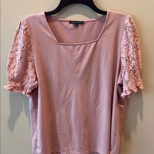 Adrianna Papell Pink Ruffled Puff Sleeve Blouse